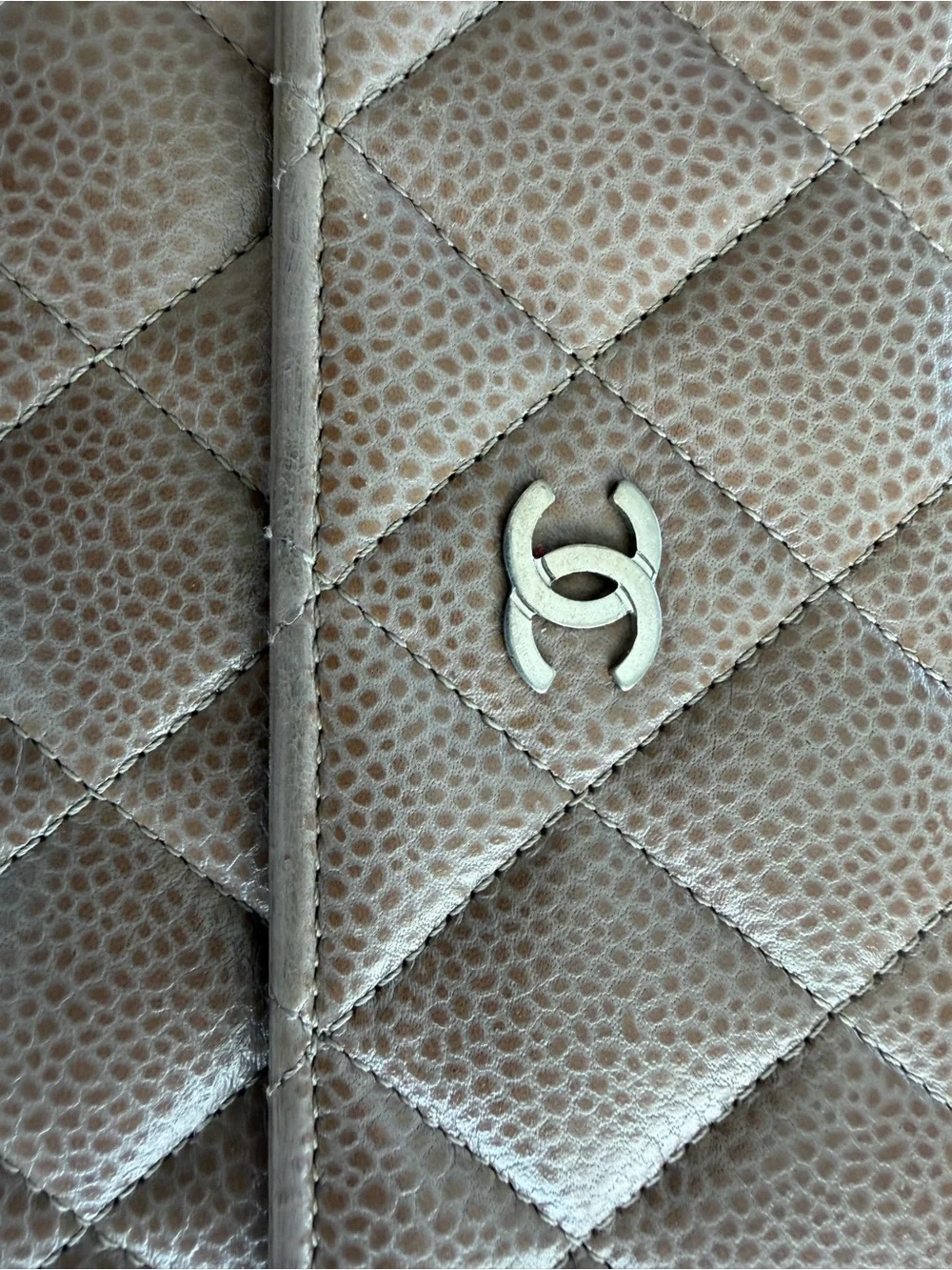 CHANEL Quilted Long Wallet in Taupe Gray with CC Logo